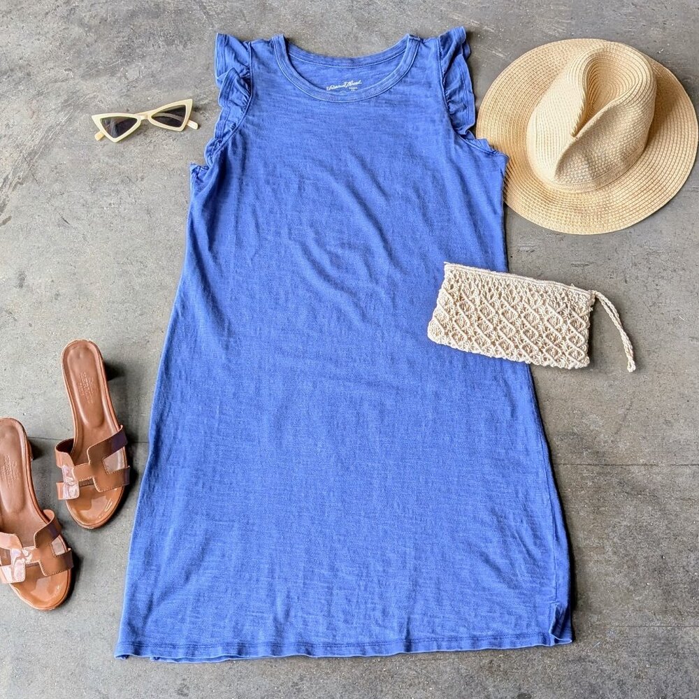 Universal Thread Blue Ruffle Sleeve Mini Shift Dr… - image 1